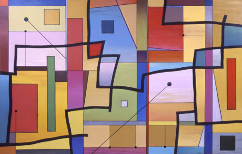 "Intersections I," Oil on wood, 84 x 132 inches, Chicago Police Station District 18, City of Chicago Commission, 2002